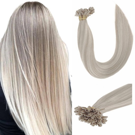 Highlight Fusion Pre-bonded U-tip Hair - #18/60 Ash Blonde & Platinum Blonde 20" Highlight Fusion Pre-bonded U-tip Hair - #18/60 Ash Blonde & Platinum Blonde 20"
