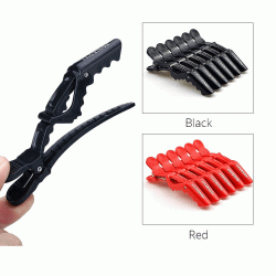 Alligator Styling Sectioning Clips of Professional Hair Salon Quality Black/Red 1(PC)