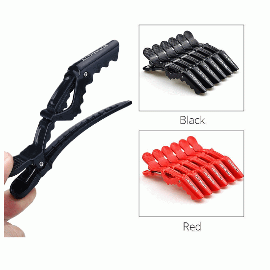 Alligator Styling Sectioning Clips of Professional Hair Salon Quality Black/Red 1(PC)