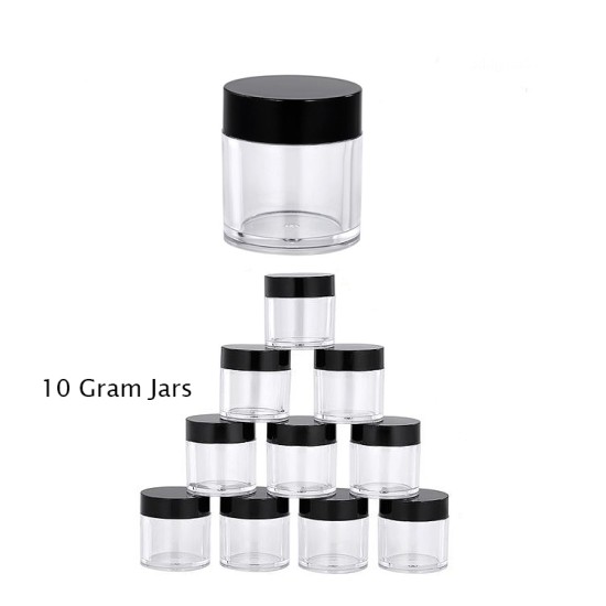 10 Jars/10 Grams Sample/Beads with Lids Plastic Transparent