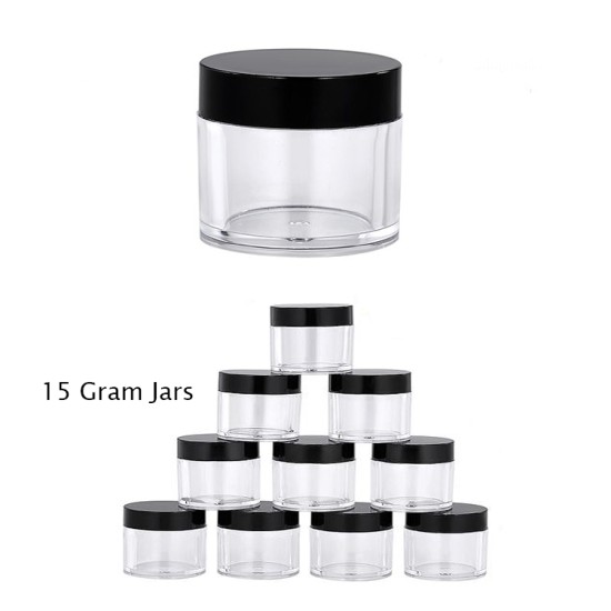 10 Jars/15 Grams Sample/Beads with Lids Plastic Transparent