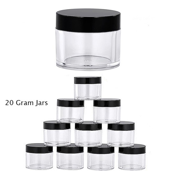 10 Jars/20 Grams Sample/Beads with Lids Plastic Transparent