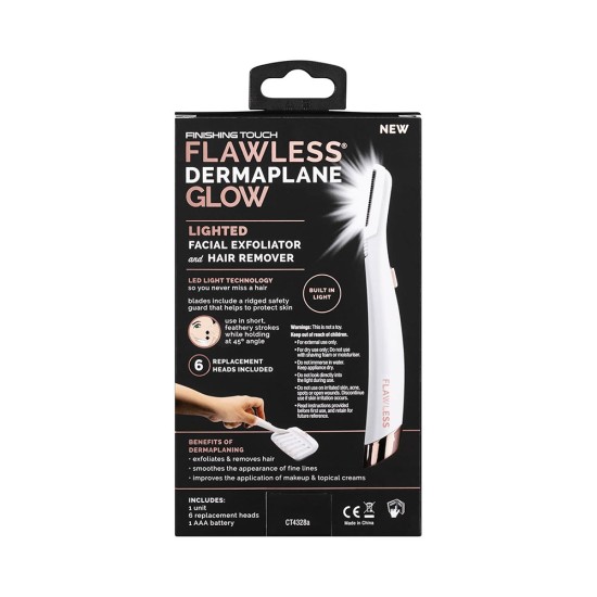 Finishing Touch Flawless Dermaplane Glow Facial Exfoliator & Hair Remover 