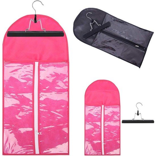 Portable Hair Extensions Storage Bag Transparent Zip Up Closure Protection case with Wooden Clip In Hanger Portable Hair Extensions Storage Bag Transparent Zip Up Closure Protection case with Wooden Clip In Hanger