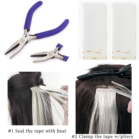 Purple PLIERS + PRE CUT TAPE TABS FOR TAPE-IN HAIR EXTENSIONS, Flat Nose Pliers/strong grip/Ultra Smooth Installation Pliers Purple PLIERS + PRE CUT TAPE TABS FOR TAPE-IN HAIR EXTENSIONS, Flat Nose Pliers/strong grip/Ultra Smooth Installation Pliers