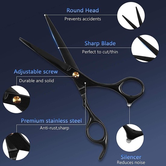 Barber Shears, Hairdressing Scissors Set,11 Pcs Scissors Set with Thinning Shears 6CR 440C Stainless Steel
