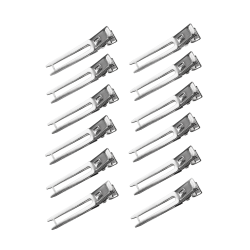 12PCS Double Prong Metal Clips 5cm Hairdressing Section Metal Alligator Hair Clips