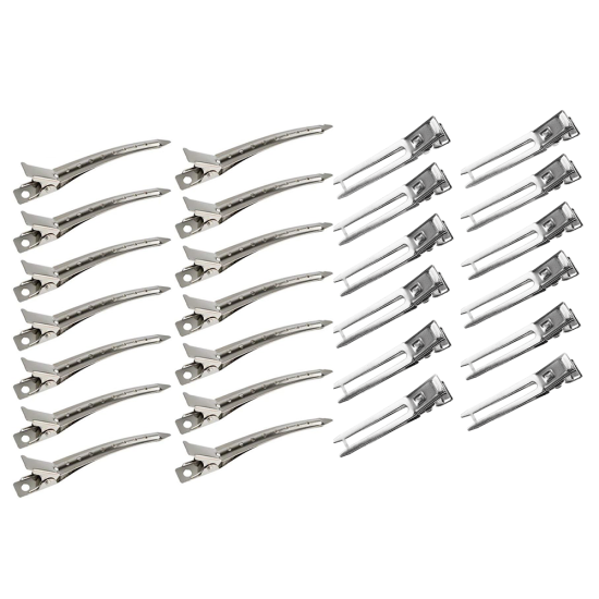 24PCS Double Prong & Duck Bill Metal Clips 5cm Hairdressing Section Metal Alligator Hair Clips 24PCS Double Prong & Duck Bill Metal Clips 5cm Hairdressing Section Metal Alligator Hair Clips