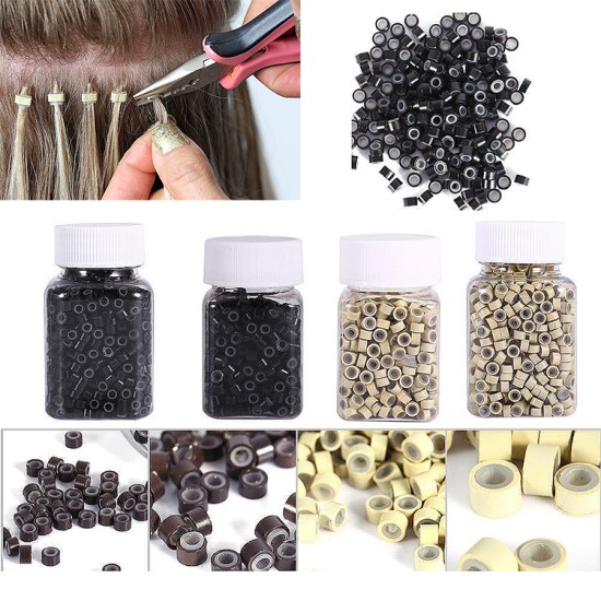 1000 pcs (size 50.28.30) Aluminum MICRO BEADS/LINKS with silicone 1000 pcs (size 50.28.30) Aluminum MICRO BEADS/LINKS with silicone