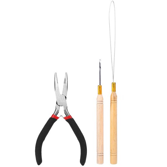 3 Pcs Hair Extension Pliers Bamboo Pulling Needle Hook Pliers Hair Extension Kit (black) 3 Pcs Hair Extension Pliers Bamboo Pulling Needle Hook Pliers Hair Extension Kit (black)