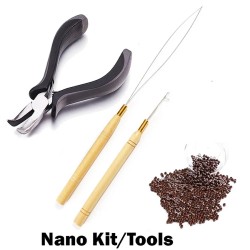 Nano Tool Kit Red/Black Pliers Handle Stainless Steel + 500 Nano beads Non-silicone line Pulling Hooks