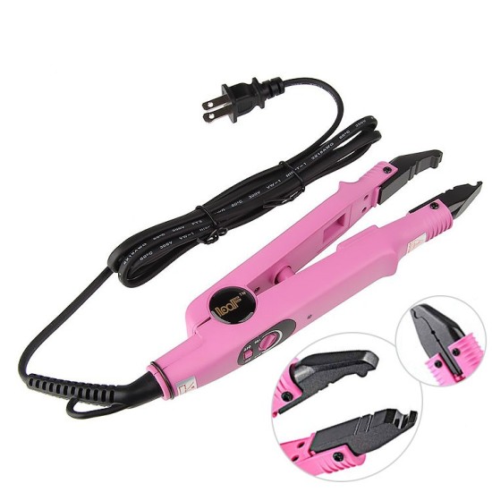Fusion Full Kits Hair Pink Iron Loof Connector Set with All Accessories Black Clips