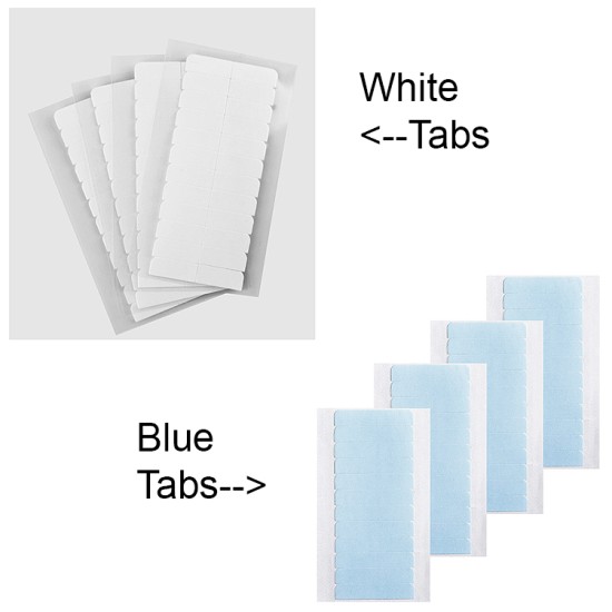 Super strong hold NO SHINE White/Blue Replacement Tape Tabs Double Sided (Clear)12 Tabs/Sheet)