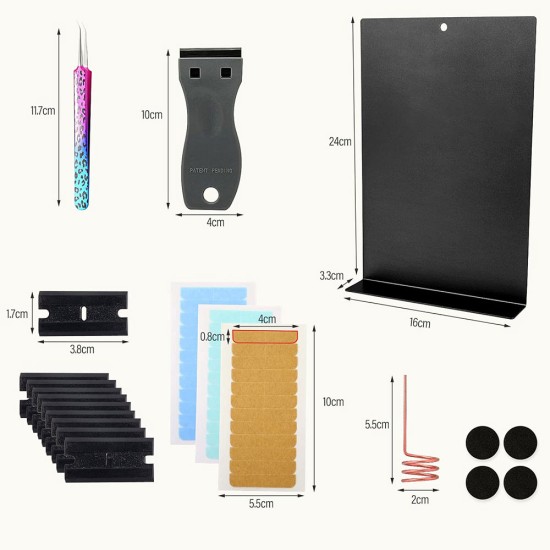 Tape Remover Kit with Board, Tape Scraper Tool with Blade, Hair Separating & Selecting Tool, Tweezers, Adhesive Sponge Pad