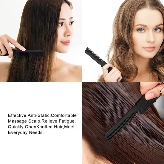 Professional Styling Combs, Black Carbon Lift Teasing Combs with Metal Prong