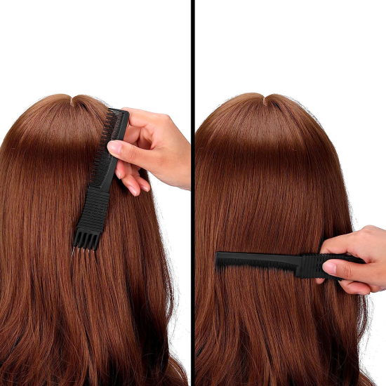 Professional Styling Combs, Black Carbon Lift Teasing Combs with Metal Prong