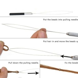 Metal Hair Extensions Loop Threader Wires Pulling Hooks Micro Ring/Nano/Micro Link Aluminum Premium Kit