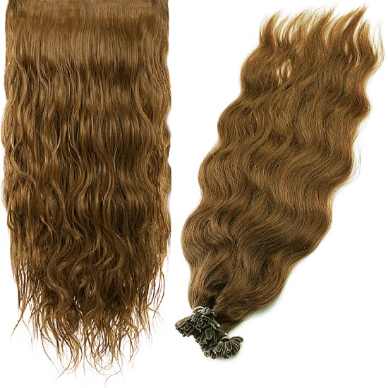 #6 CHESTNUT BROWN Beach Wave Fusion U-tip Pre-bonded Hair Extensions Length 22"- 50g/QTY (Loose Wave) #6 CHESTNUT BROWN Beach Wave Fusion U-tip Pre-bonded Hair Extensions Length 22"- 50g/QTY (Loose Wave)