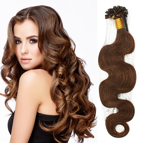 #4 CHOCOLATE BROWN U-Tip Body Wave Pre-bonded Fusion Hair Extensions 50g/qty 20"