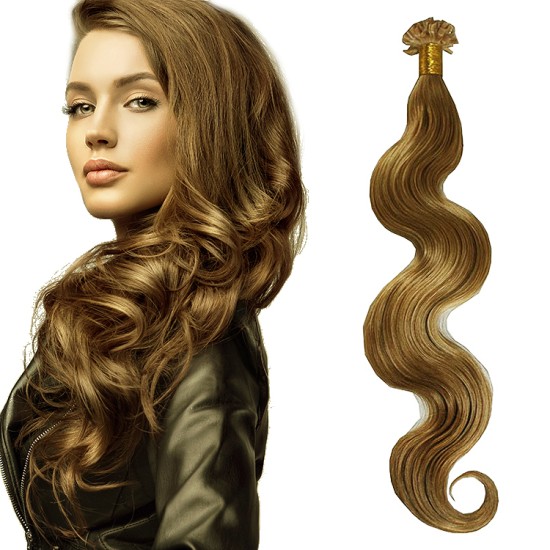 #6 CHESTNUT BROWN U-Tip Body Wave Pre-bonded Fusion Hair Extensions 50g/qty 20"