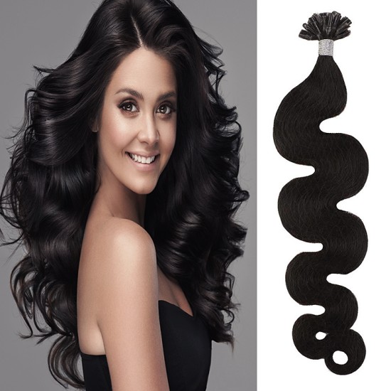 #1B NATURAL BLACK U-TIP Body Wave Pre-bonded Fusion Hair Extensions 50g/qty 20"