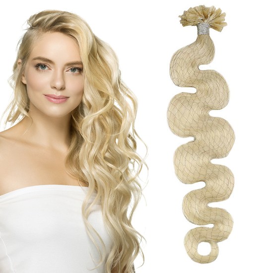 #613 PEARL BLONDE U-Tip Body Wave Pre-bonded Fusion Hair Extensions 50g/qty 20"