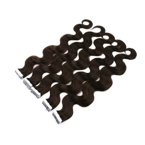 #2 DARKEST BROWN Tape-in Body Wave Hair Extensions 20pcs/qty 22"