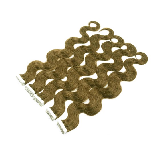 #6 CHESTNUT BROWN Tape-in Body Wave Hair Extensions 20pcs/qty 22"