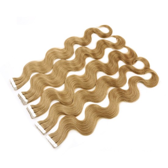 #14 LIGHT GOLDEN BLONDE Tape-in Body Wave Hair Extensions 20pcs/qty 22"
