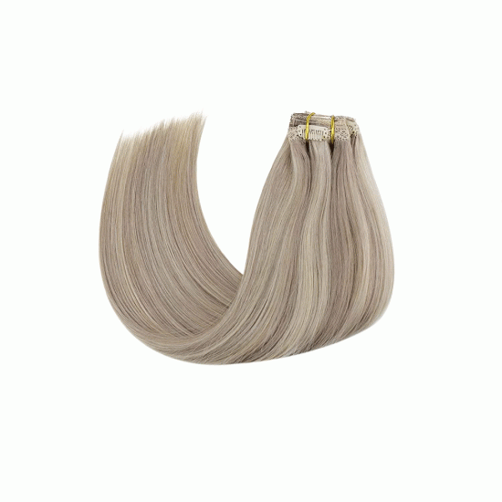 #18/60/101G (ASH BLONDE/PATINUM BLONDE/STERLING SILVER) Clip-in Highlight Hair Extensions 120g 20''