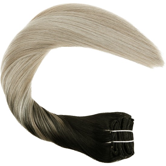 Clip In Hair Ombre #1 JET BLACK/#18 ASH BLONDE 130 GRAMS/ 20" 