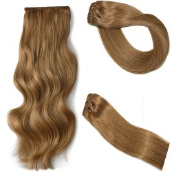 #12 LIGHT GOLDEN BROWN Bugatti Clip-in Hair Extensions 120g