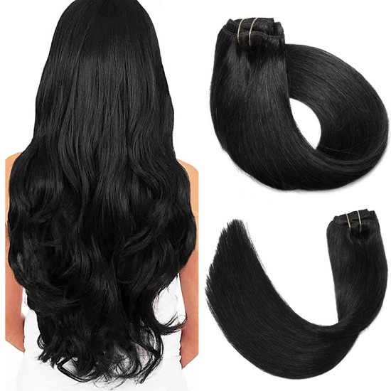 #1 Jet Black Bugatti Clip-in Hair 120g Lengths 18" & 22" #1 Jet Black Bugatti Clip-in Hair 120g Lengths 18" & 22"