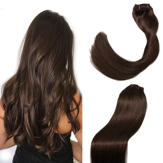 #2 DARKEST BROWN Bugatti Clip-in Hair Extensions 120g 18"/22"