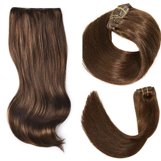 #3 DARK BROWN Bugatti Clip-in Hair Extensions 120g 18"/22"