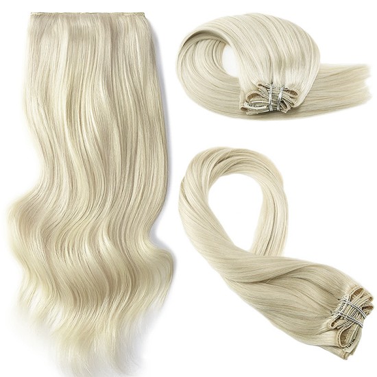 #60 PLATINUM BLONDE Bugatti Clip-in Hair Extensions 120g 18"/22"