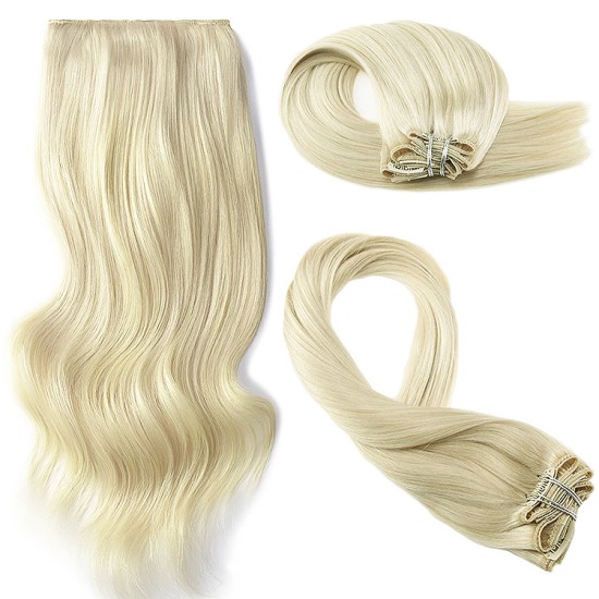 #613 PEARL BLONDE Bugatti Clip-in Hair Extensions 120g 18"/22"