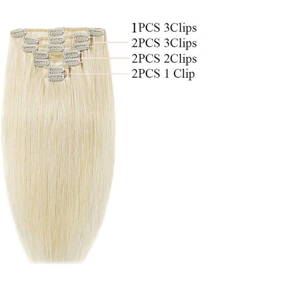 #613 PEARL BLONDE Bugatti Clip-in Hair Extensions 120g 