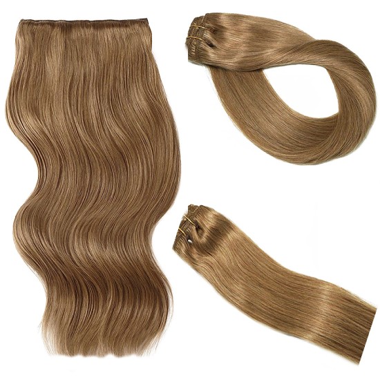 #8 ASH BROWN Bugatti Clip-in Hair Extensions 120g 