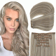 #18/60/101G (ASH BLONDE/PATINUM BLONDE/STERLING SILVER) Clip-in Highlight Hair Extensions 120g 20''