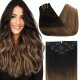 #1B/8 NATURAL BLACK/ASH BROWN Clip-in Ombre Hair Extensions 120g 20"