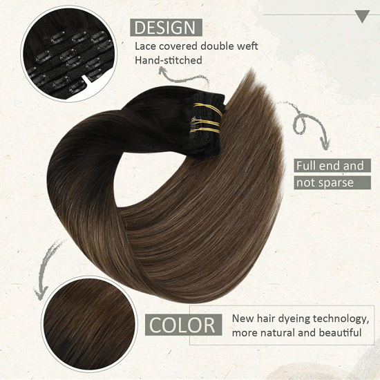 Clip In Hair Ombre #1B NATURAL BLACK /#12 LIGHT GOLDEN BROWN 120 GRAMS/ 20" Clip In Hair Ombre #1B NATURAL BLACK /#12 LIGHT GOLDEN BROWN 120 GRAMS/ 20"