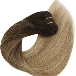 #2/22 DARKEST BROWN/BEACH BLONDE  Clip-in Ombre Hair Extensions 120g 20"