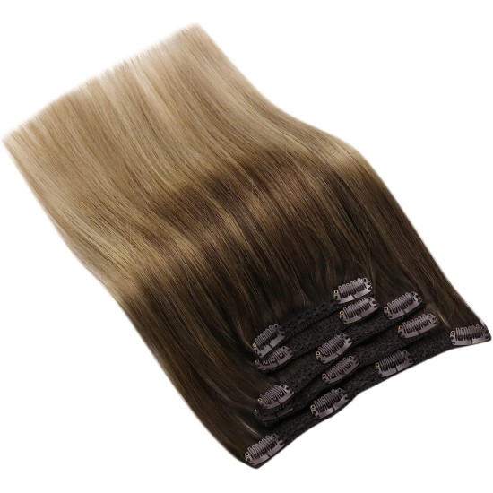 #2/22 DARKEST BROWN/BEACH BLONDE  Clip-in Ombre Hair Extensions 120g 20"