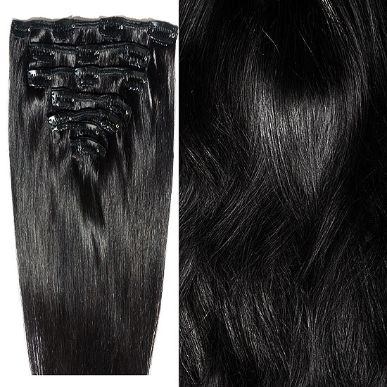 #1 Jet Black Bugatti Clip-in Hair 120g Lengths 18" & 22" #1 Jet Black Bugatti Clip-in Hair 120g Lengths 18" & 22"