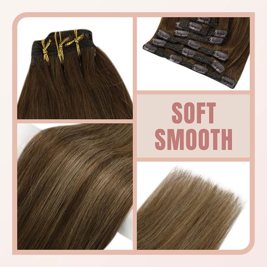 CLIP IN HAIR OMBRE #2 DARKEST BROWN/#8 ASH BROWN 130 GRAMS/ 20" CLIP IN HAIR OMBRE #2 DARKEST BROWN/#8 ASH BROWN 130 GRAMS/ 20"