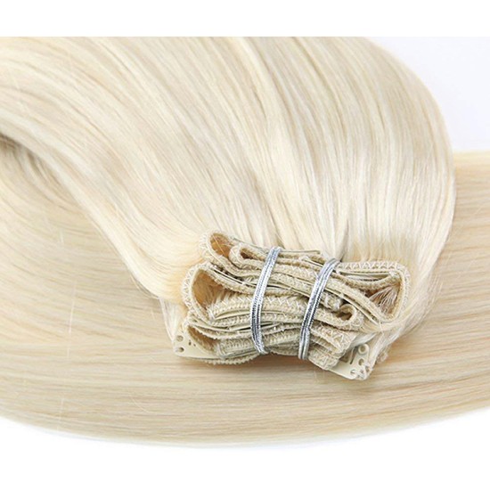 #60 PLATINUM BLONDE Bugatti Clip-in Hair Extensions 120g 18"/22"