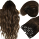 #2/6 DARKEST BROWN/CHESTNUT BROWN  Clip-in highlight Hair Extensions 120g 20"