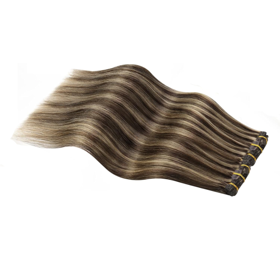 #2/18 DARKEST BROWN/ASH BLONDE Clip-in Highlight Hair Extensions 120g 20"