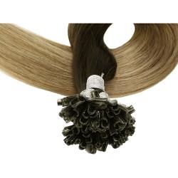 #3/12 CHOCOLATE BROWN/LIGHT GOLDEN BROWN U-tip Ombre Pre-bonded Fusion Hair Extensions 50g/qty 20"